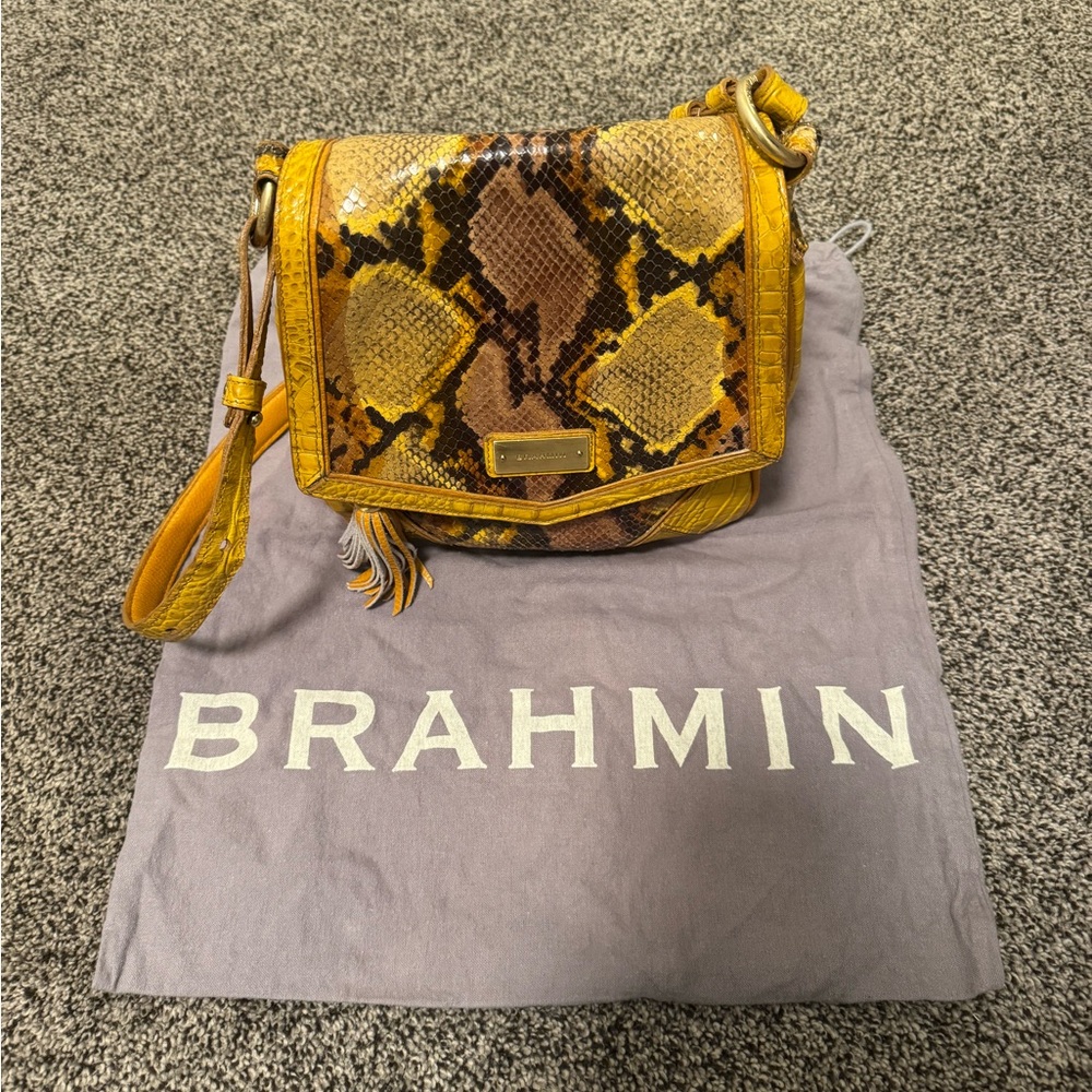 Brahmin Yellow Python Embossed Leather‎ Crossbody Bag